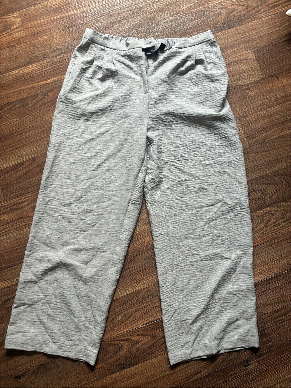 Light Gray Wide Leg Linen-Blend Pants
